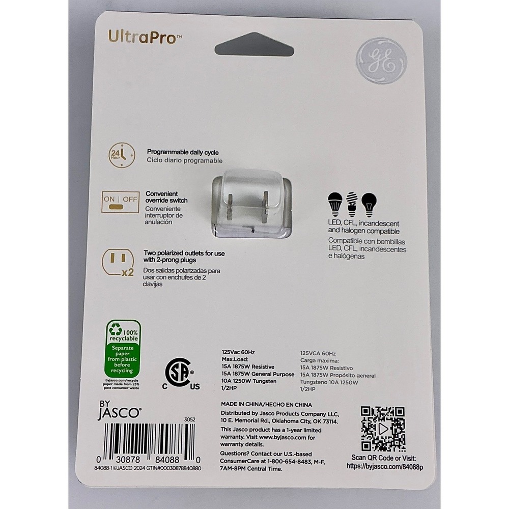 GE UltraPro Indoor Plug-In Basic Timer 2-Pack 2-Outlet 24-Hour Programmable - Picture 8 of 9